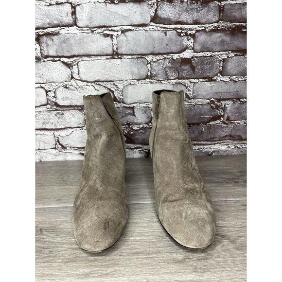 Aquatalia Taupe Suede Leather Side Zip Heel Ankle Booties Women’s Sz 10M US/41EU - Picture 15 of 16